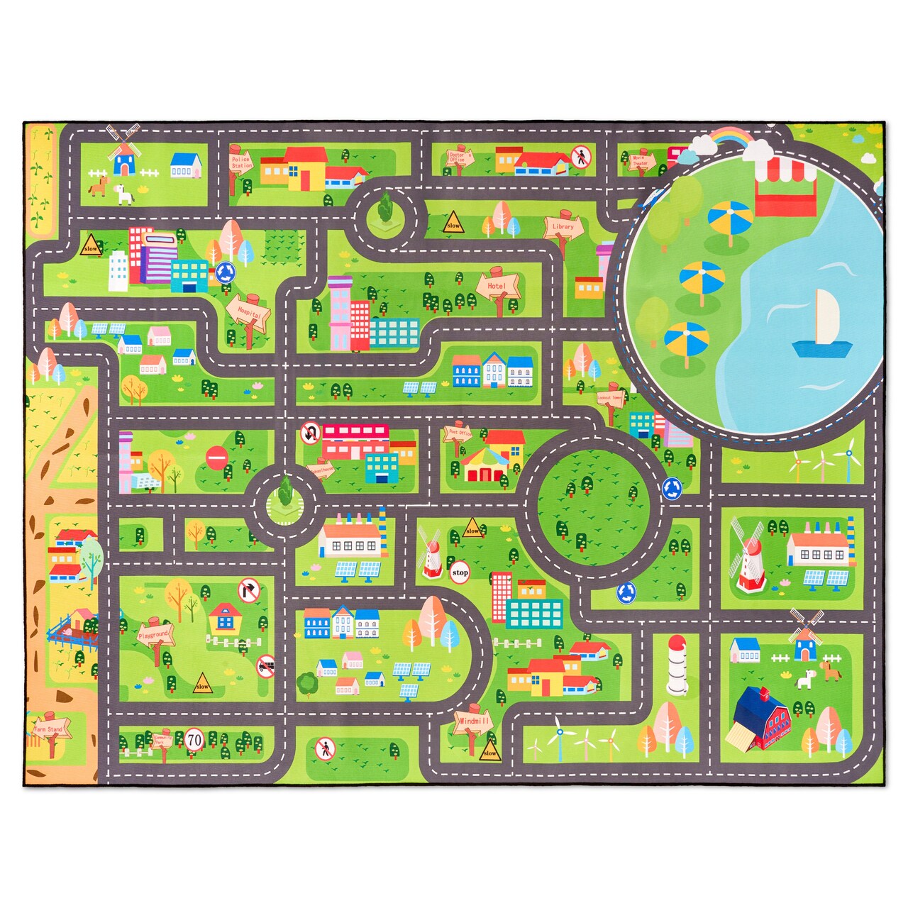 Sorbus City Roads Themed Washable Rug for Kids - For playrooms, classrooms, and bedrooms